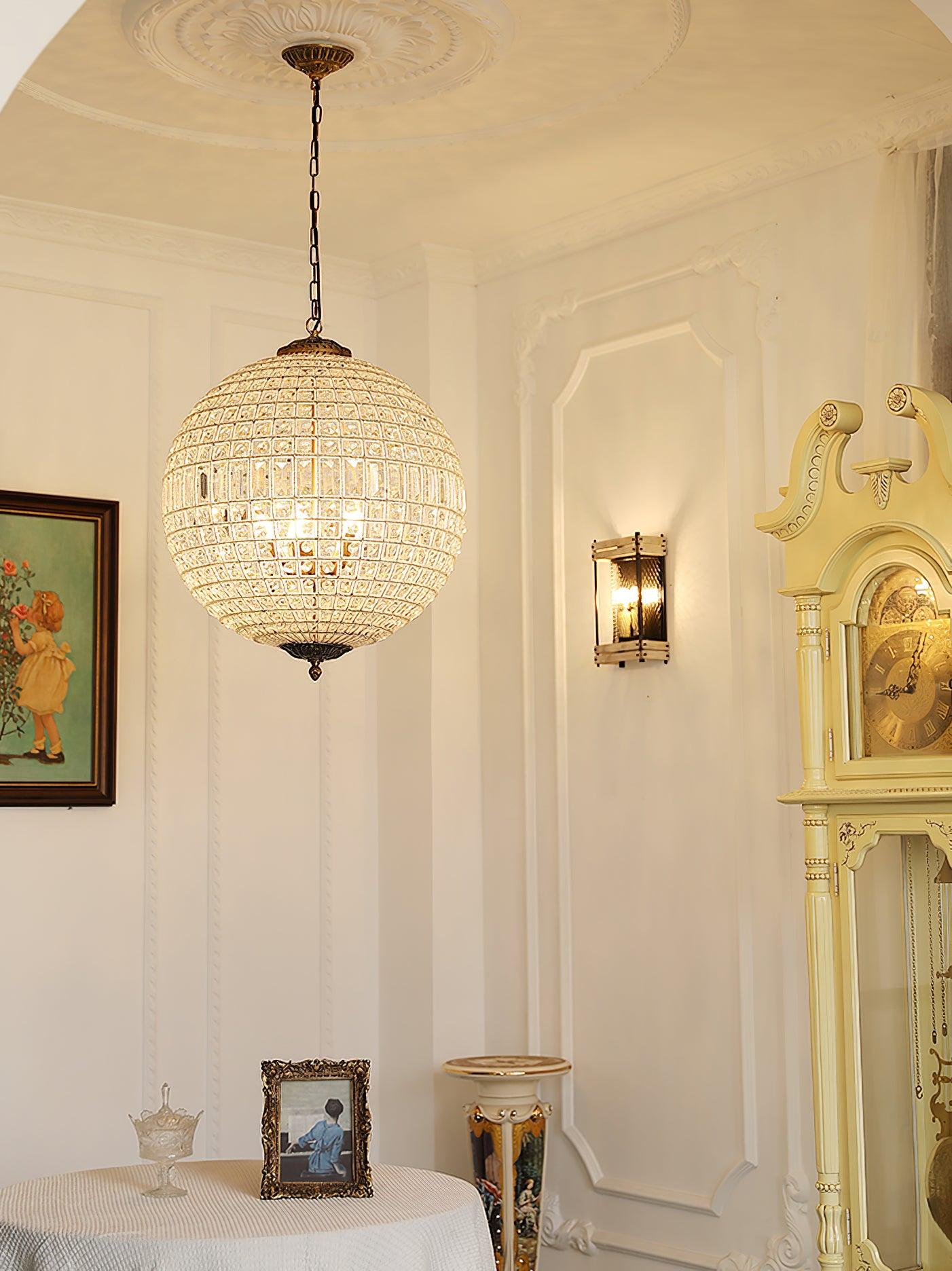Traditional Gold Crystal Globe Pendant Chandelier for Elegant Interior Lighting