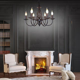 Traditional Metal Rustic Candle Chandelier 6 Light Farmhouse Pendant Lighting