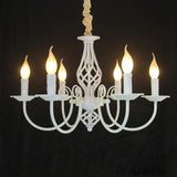 Traditional Metal Rustic Candle Chandelier 6 Light Farmhouse Pendant Lighting