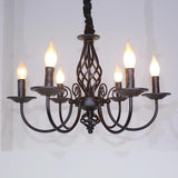 Traditional Metal Rustic Candle Chandelier 6 Light Farmhouse Pendant Lighting