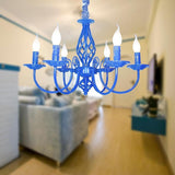 Traditional Metal Rustic Candle Chandelier 6 Light Farmhouse Pendant Lighting