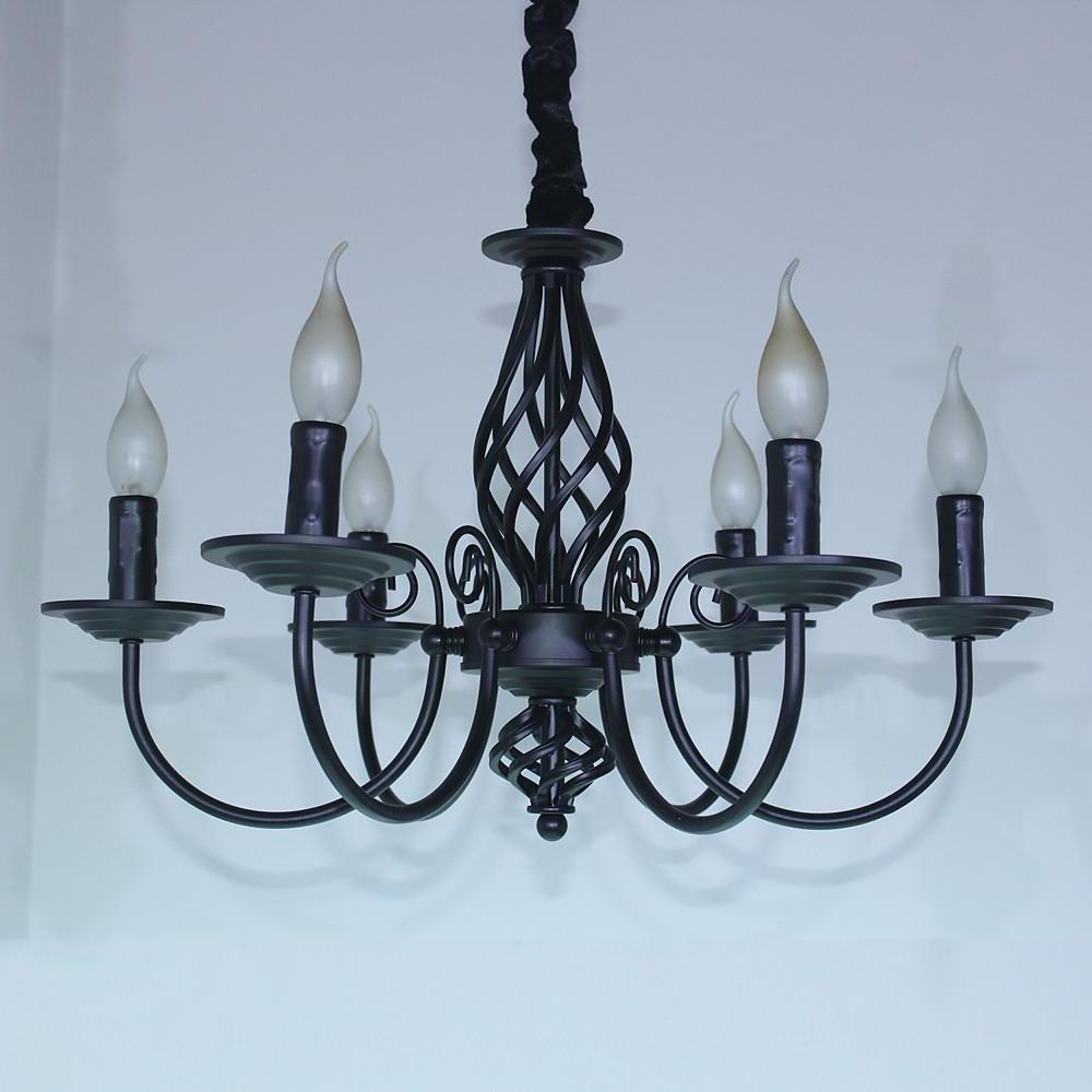 Traditional Metal Rustic Candle Chandelier 6 Light Farmhouse Pendant Lighting