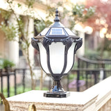 Traditional Solar Powered Outdoor Pier Mount Post Light Waterproof LED Lantern in Black or Bronze