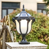 Traditional Solar Powered Outdoor Pier Mount Post Light Waterproof LED Lantern in Black or Bronze