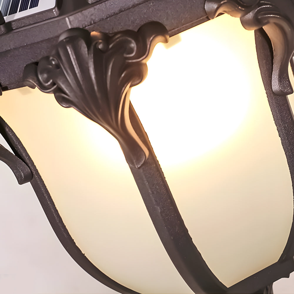 Traditional Solar Powered Outdoor Pier Mount Post Light Waterproof LED Lantern in Black or Bronze