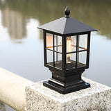 Traditional Square Aluminum Outdoor LED Solar Post Cap Light in Black for Yard and Fence