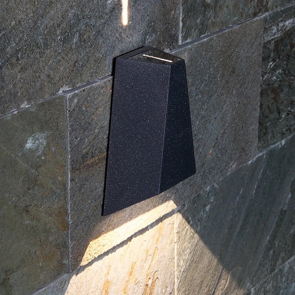 Trapezoidal LED Waterproof Outdoor Wall Sconce Modern Black Up and Down Exterior Porch Light