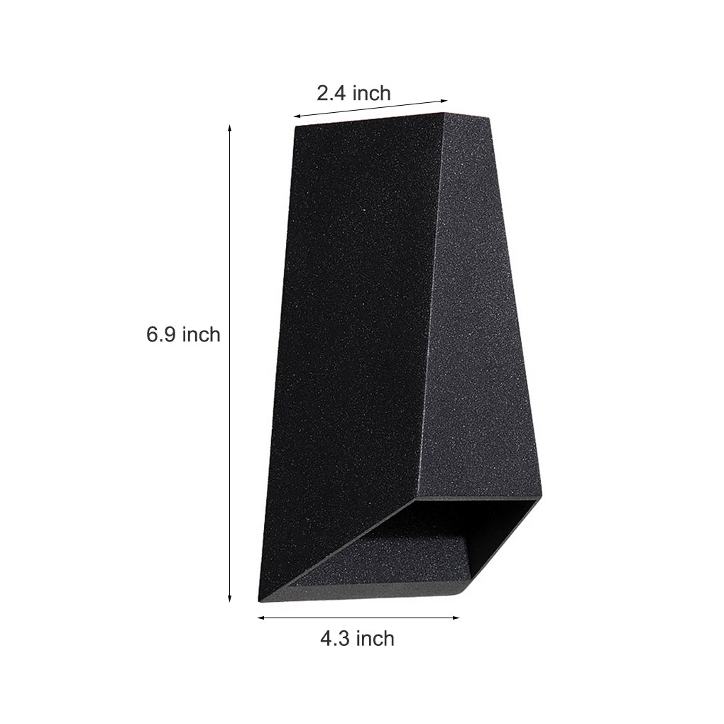 Trapezoidal LED Waterproof Outdoor Wall Sconce Modern Black Up and Down Exterior Porch Light