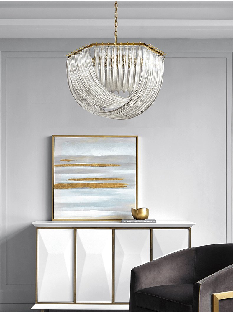 Trevi Elegant Murano Glass Chandelier Mid Century Modern Flush Mount Ceiling Light