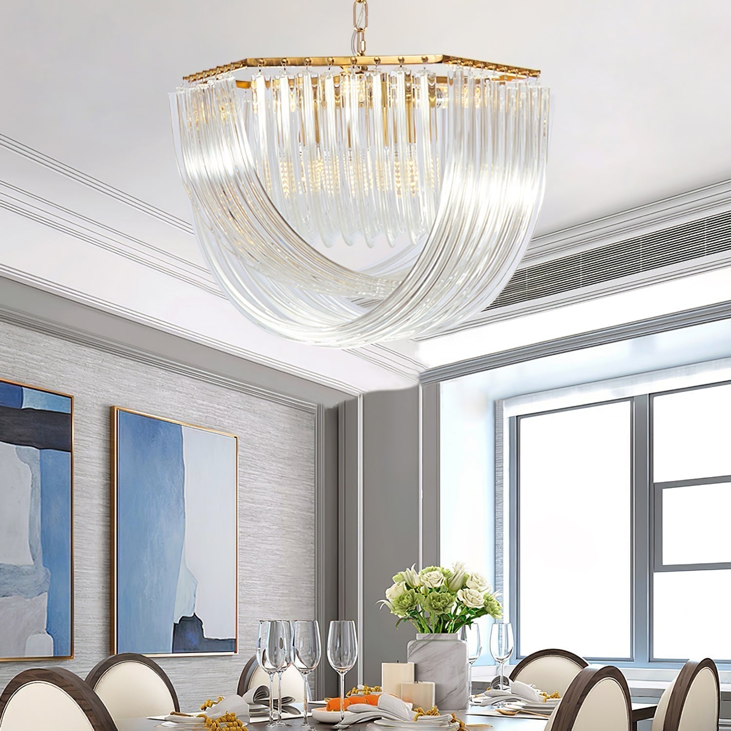 Trevi Elegant Murano Glass Chandelier Mid Century Modern Flush Mount Ceiling Light