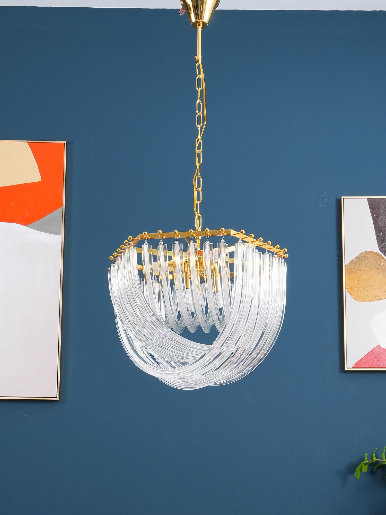 Trevi Elegant Murano Glass Chandelier Mid Century Modern Flush Mount Ceiling Light