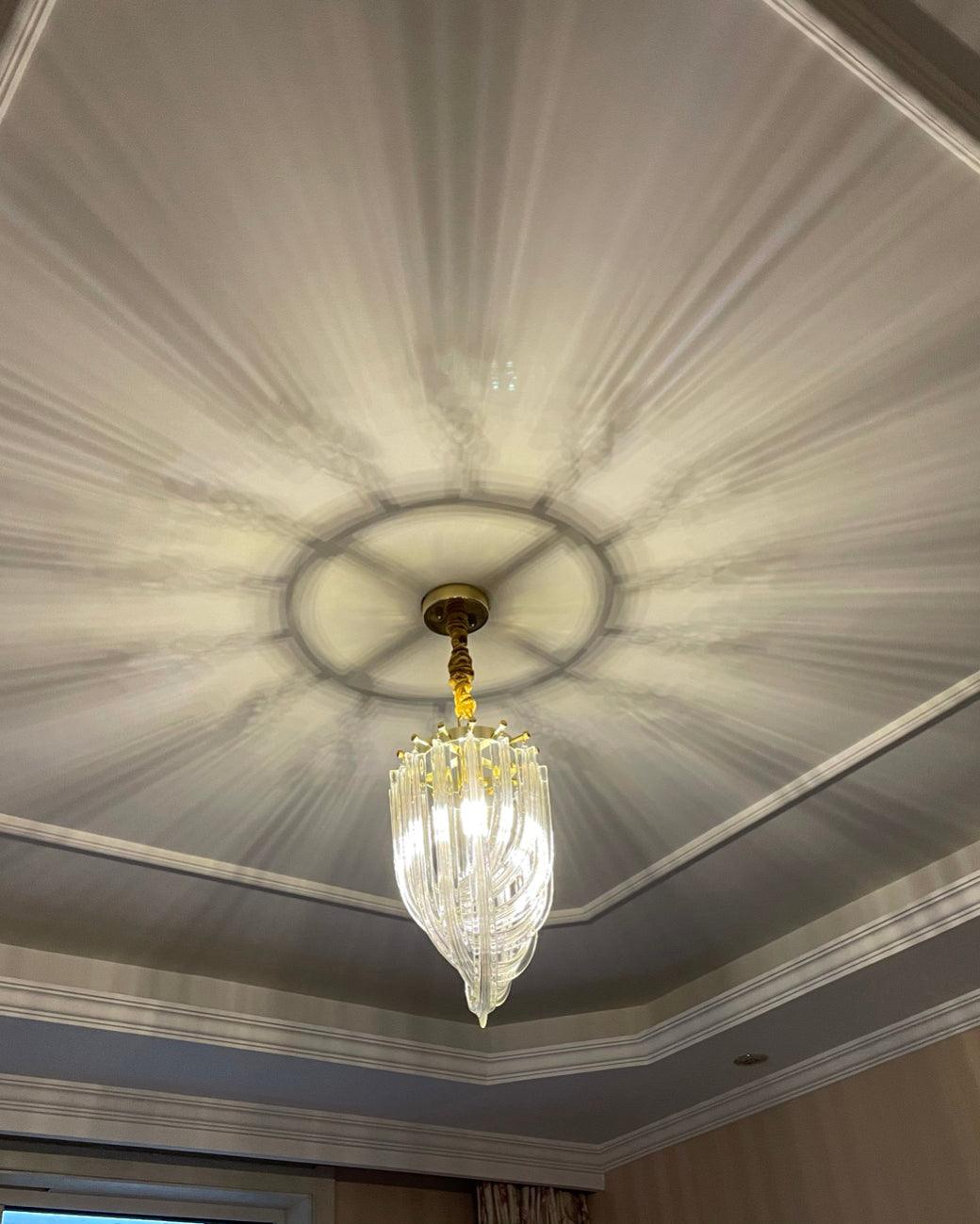 Trevi Elegant Murano Glass Chandelier Mid Century Modern Flush Mount Ceiling Light