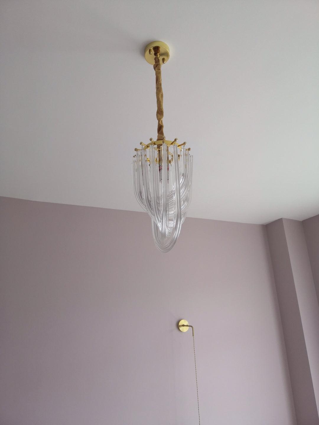 Trevi Elegant Murano Glass Chandelier Mid Century Modern Flush Mount Ceiling Light