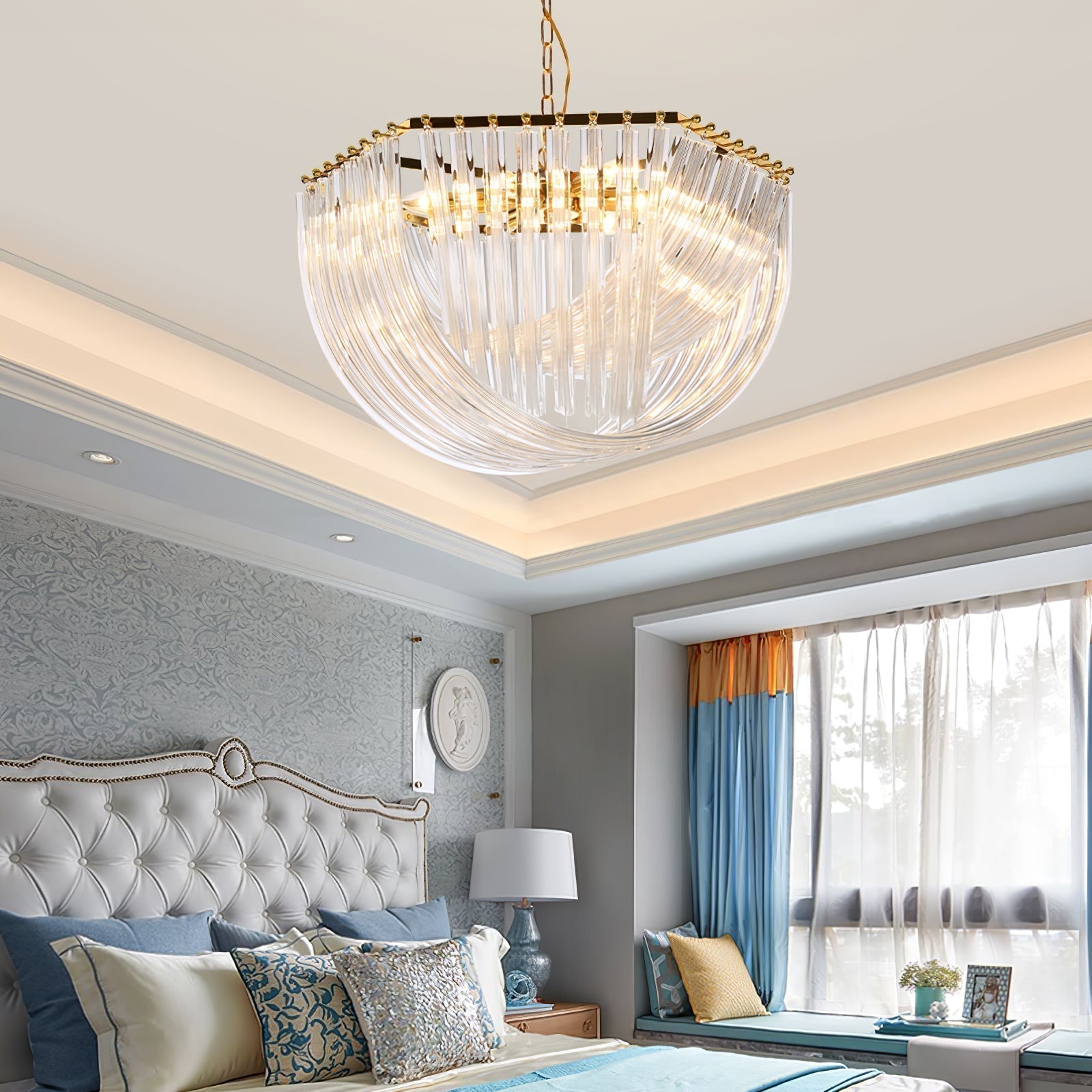 Trevi Elegant Murano Glass Chandelier Mid Century Modern Flush Mount Ceiling Light