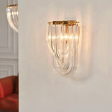 Trevi Glass Murano Style Wall Sconce Gold Mid Century Indoor Light for Bedroom Living Room
