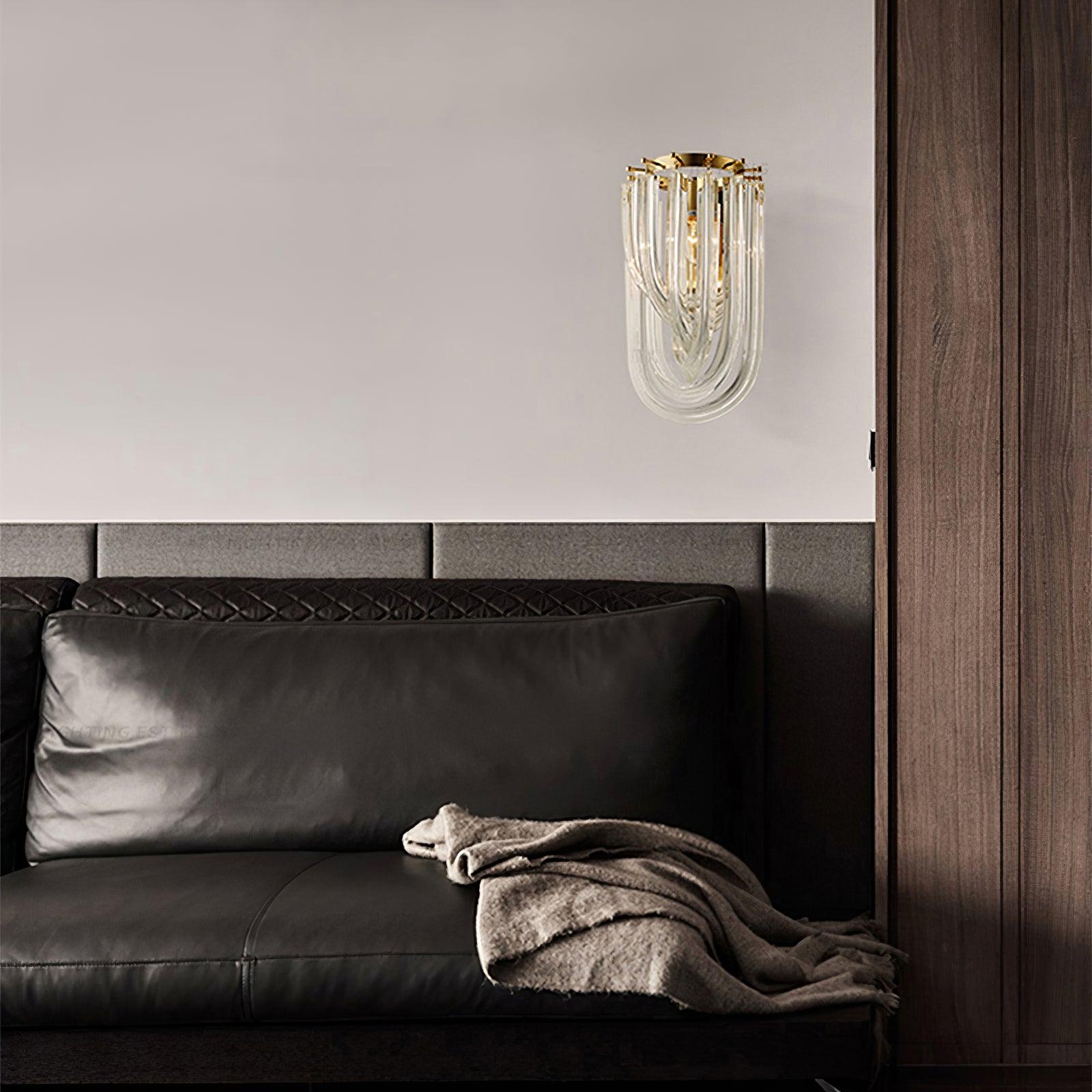 Trevi Glass Murano Style Wall Sconce Gold Mid Century Indoor Light for Bedroom Living Room