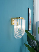 Trevi Glass Murano Style Wall Sconce Gold Mid Century Indoor Light for Bedroom Living Room