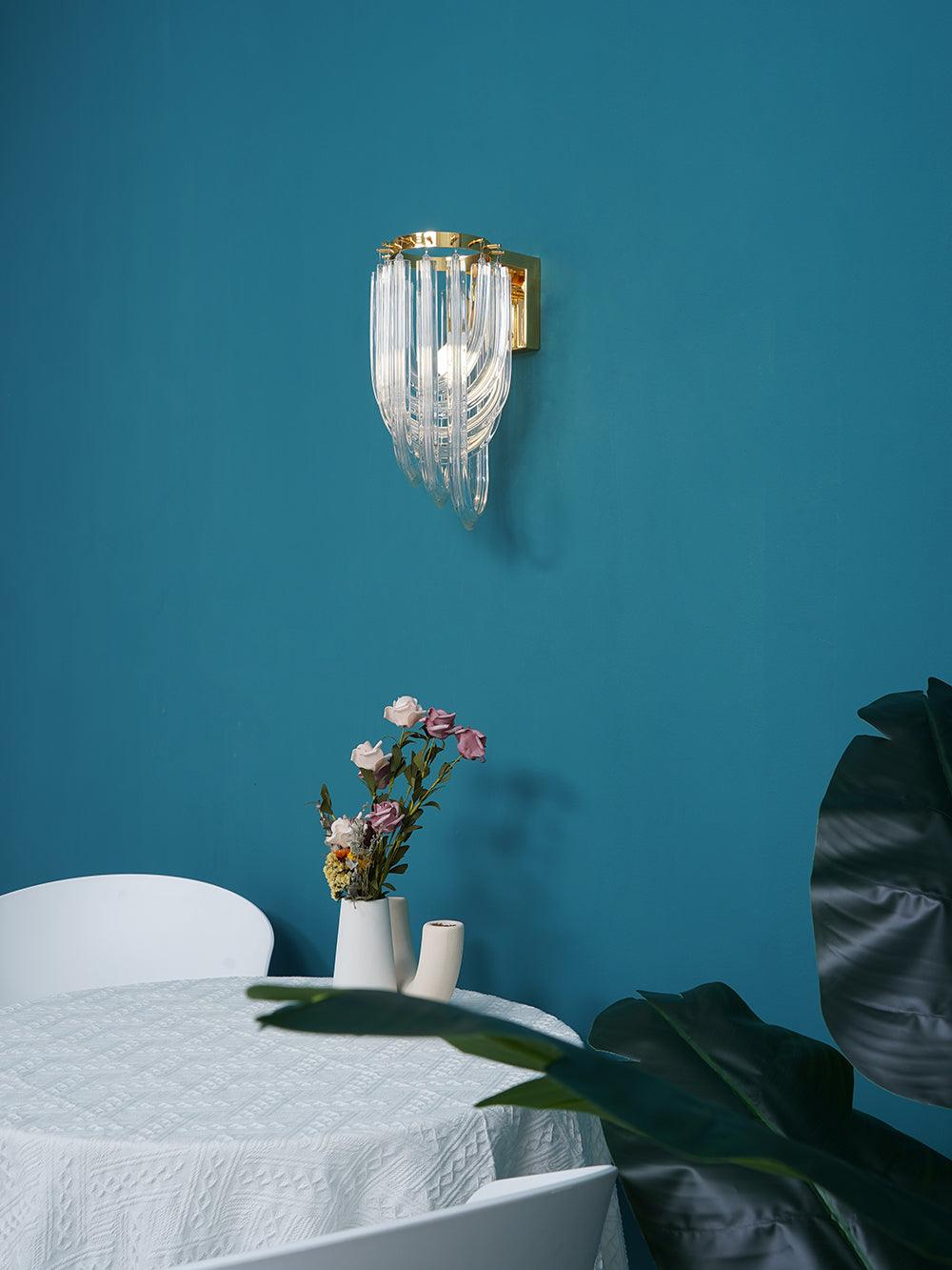 Trevi Glass Murano Style Wall Sconce Gold Mid Century Indoor Light for Bedroom Living Room