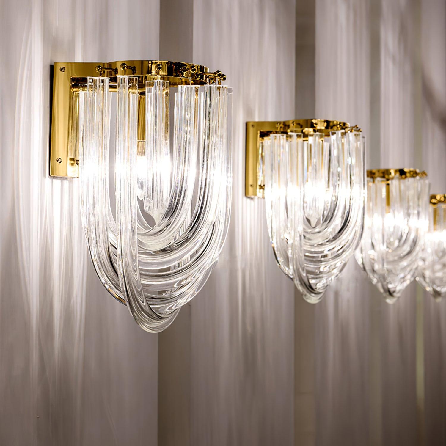 Trevi Glass Murano Style Wall Sconce Gold Mid Century Indoor Light for Bedroom Living Room
