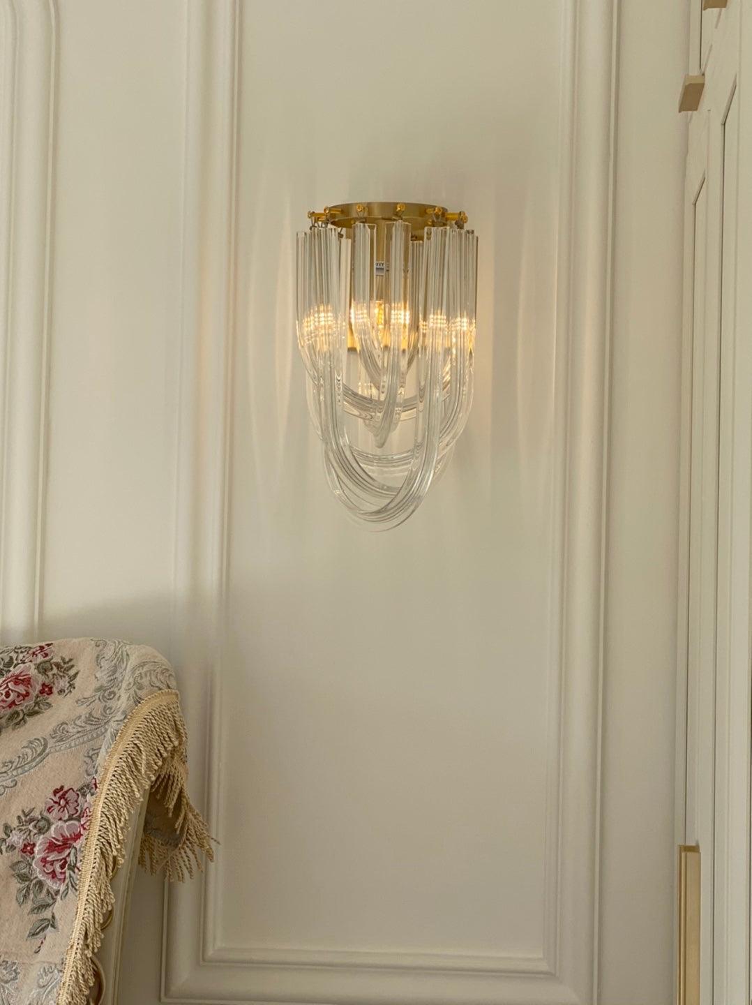Trevi Glass Murano Style Wall Sconce Gold Mid Century Indoor Light for Bedroom Living Room