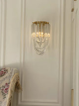 Trevi Glass Murano Style Wall Sconce Gold Mid Century Indoor Light for Bedroom Living Room
