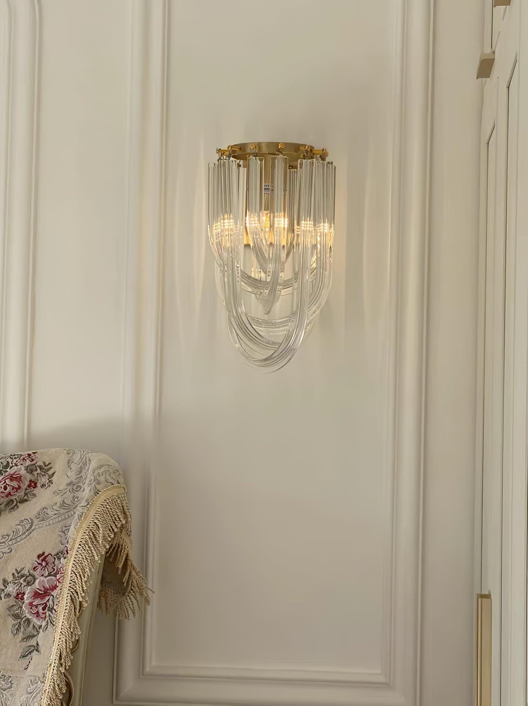 Trevi Glass Murano Style Wall Sconce Gold Mid Century Indoor Light for Bedroom Living Room