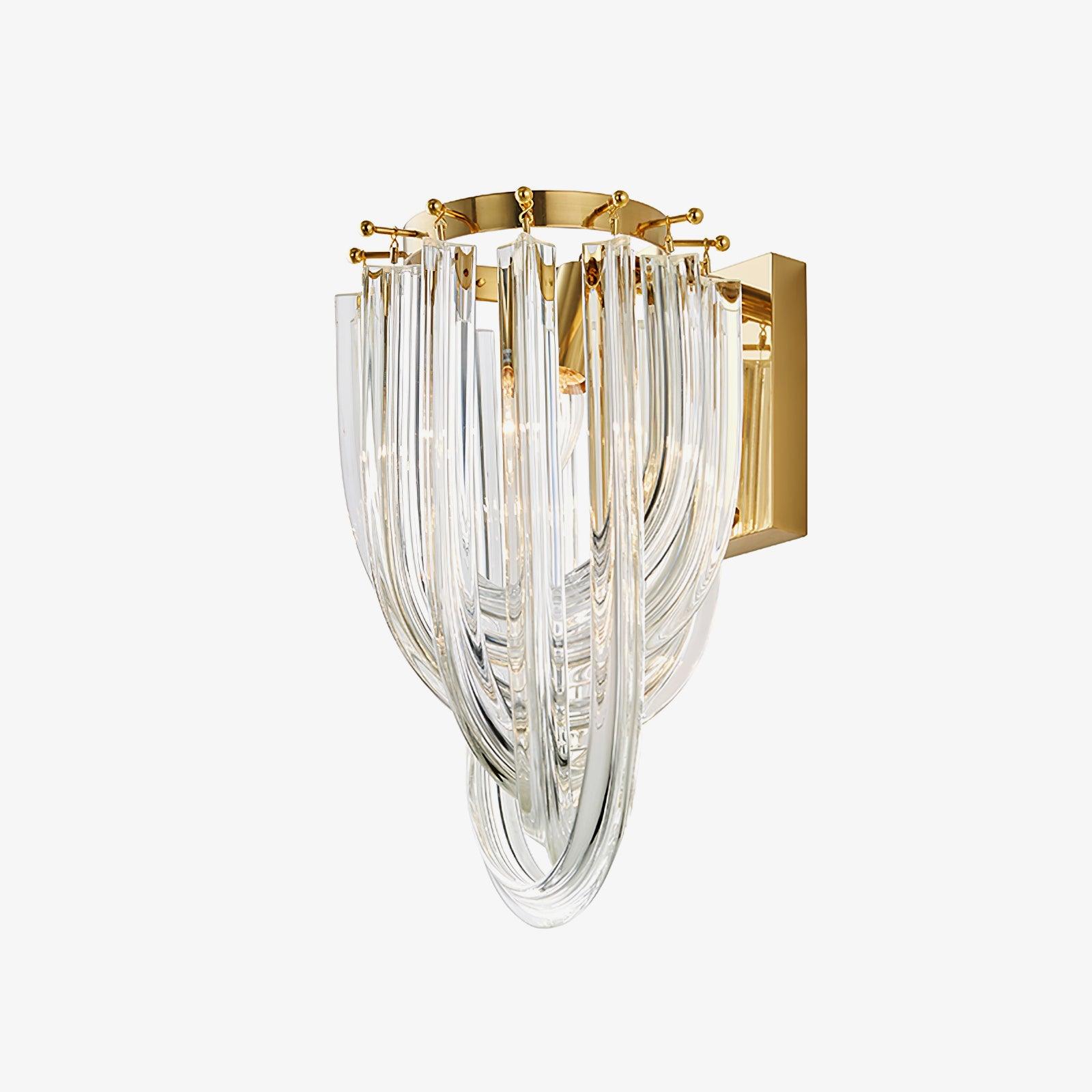 Trevi Glass Murano Style Wall Sconce Gold Mid Century Indoor Light for Bedroom Living Room