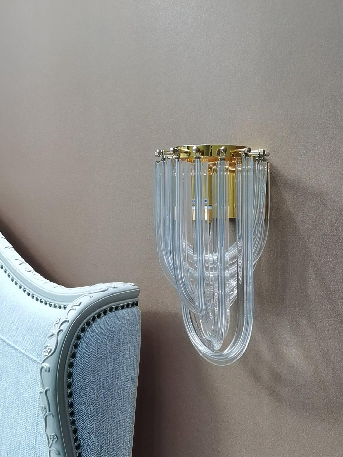 Trevi Glass Murano Style Wall Sconce Gold Mid Century Indoor Light for Bedroom Living Room