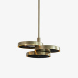 Triarc Intersecting Brass Disc Chandelier Modern Pendant Light for Living Room