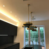 Triarc Intersecting Brass Disc Chandelier Modern Pendant Light for Living Room