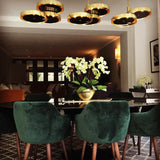 Triarc Intersecting Brass Disc Chandelier Modern Pendant Light for Living Room
