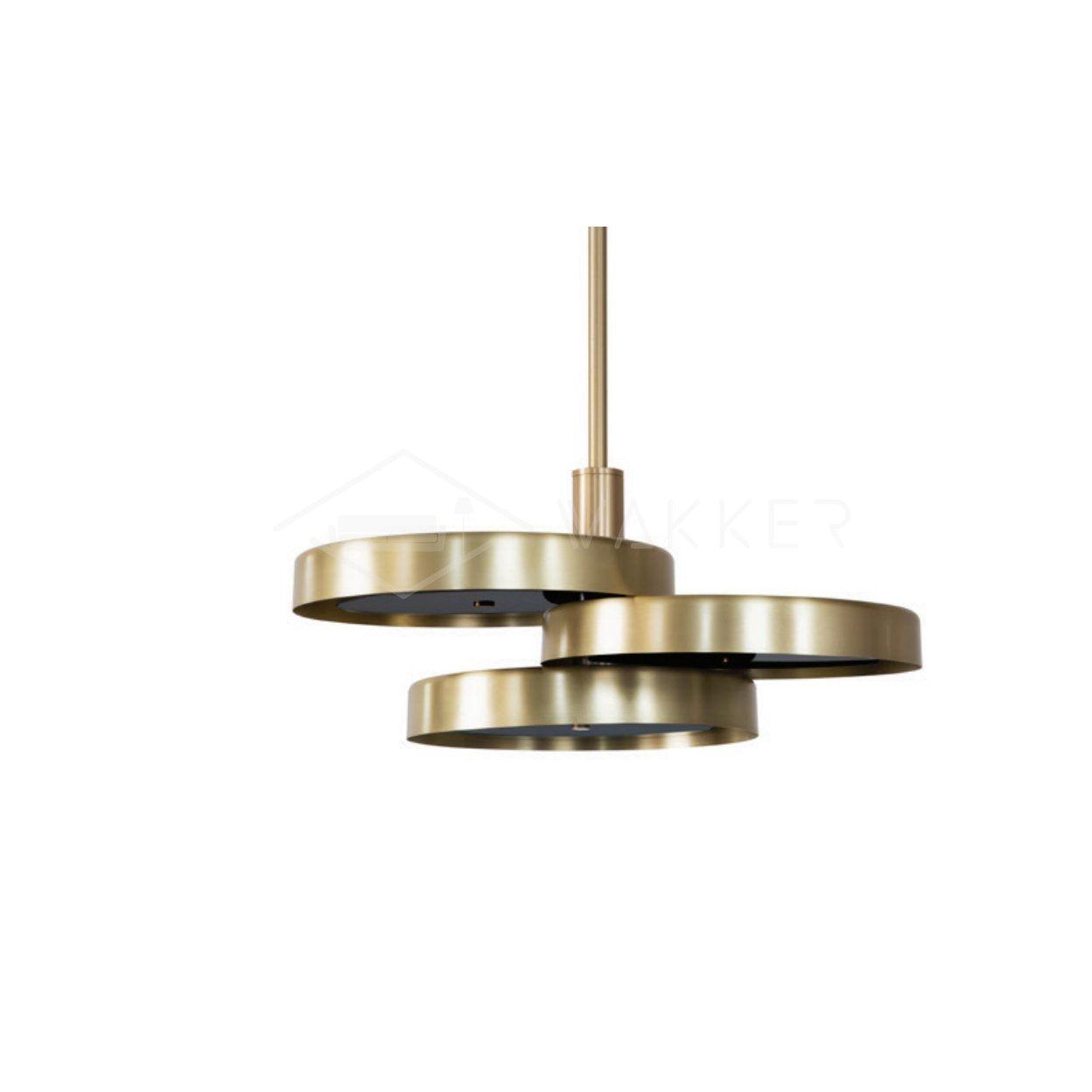 Triarc Intersecting Brass Disc Chandelier Modern Pendant Light for Living Room