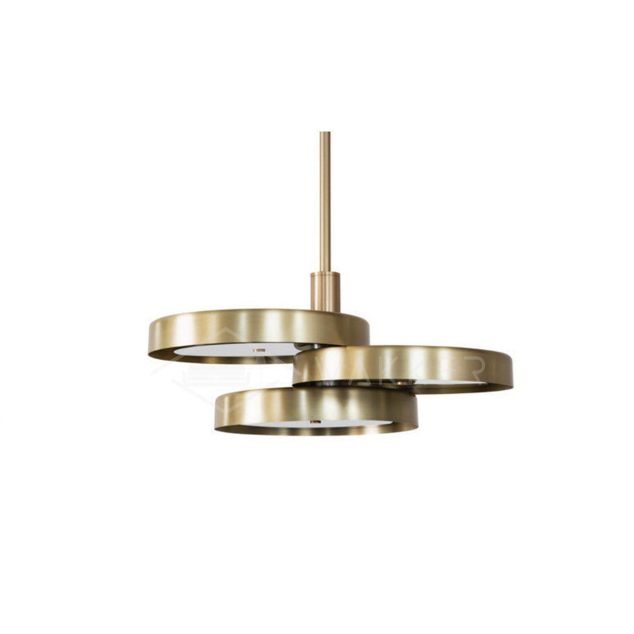 Triarc Intersecting Brass Disc Chandelier Modern Pendant Light for Living Room