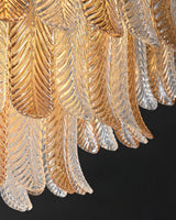 Tribeca Elegant Amber Glass Leaf Chandelier Modern Brass Ceiling Pendant Light