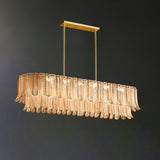 Tribeca Elegant Amber Glass Leaf Chandelier Modern Brass Ceiling Pendant Light
