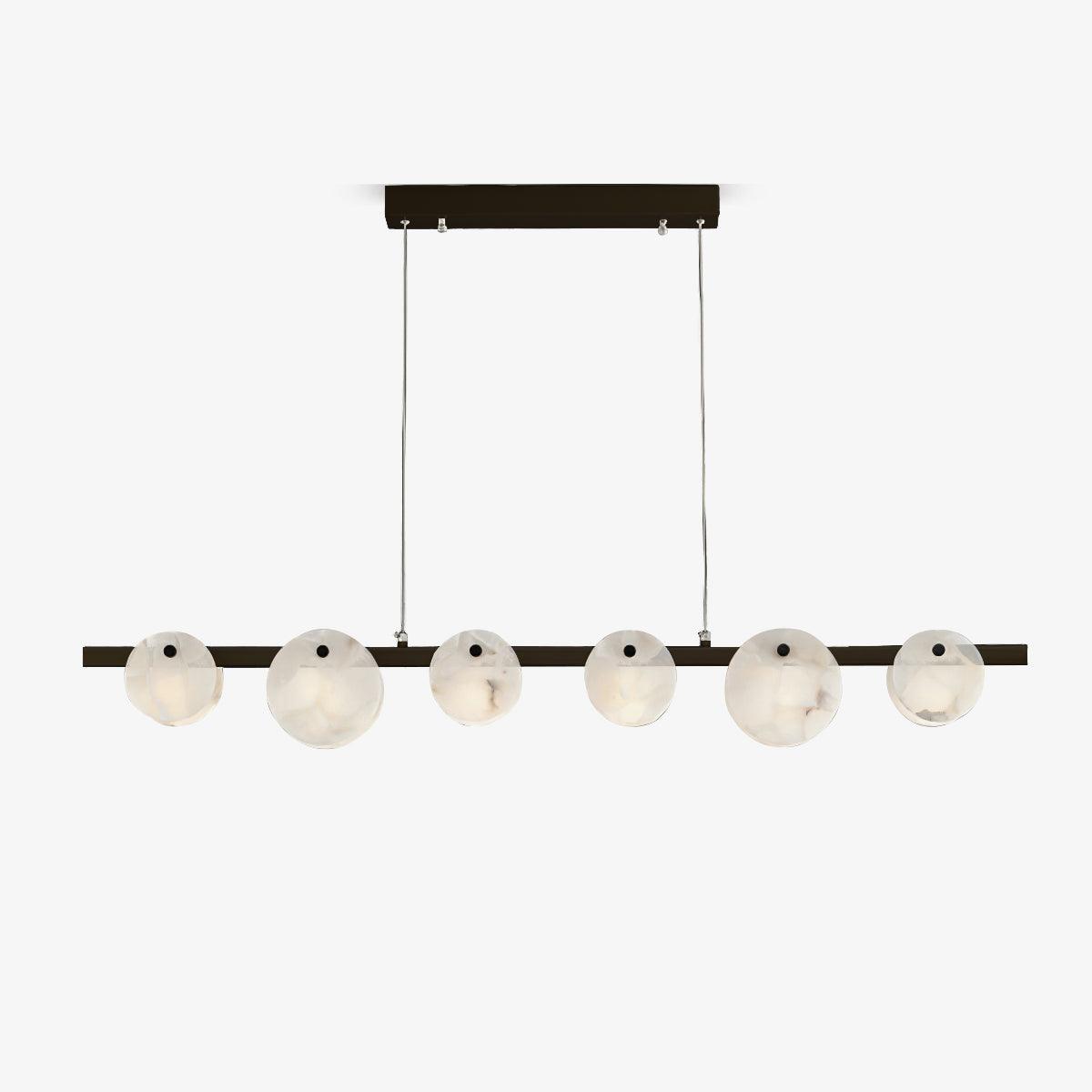 Trinidad Modern Brass Alabaster Linear Chandelier for Dining Room Island