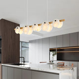 Trinidad Modern Brass Alabaster Linear Chandelier for Dining Room Island