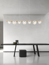 Trinidad Modern Brass Alabaster Linear Chandelier for Dining Room Island