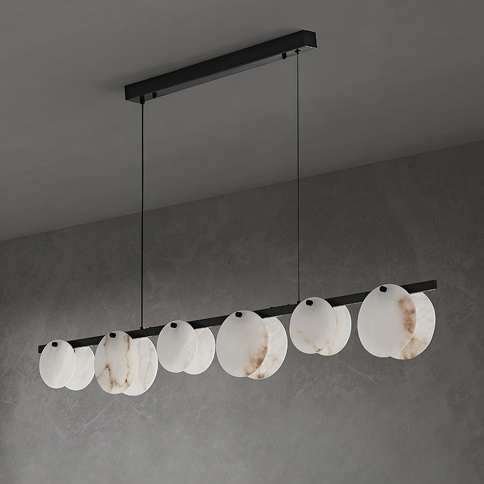 Trinidad Modern Brass Alabaster Linear Chandelier for Dining Room Island