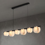 Trinidad Modern Brass Alabaster Linear Chandelier for Dining Room Island