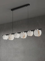 Trinidad Modern Brass Alabaster Linear Chandelier for Dining Room Island