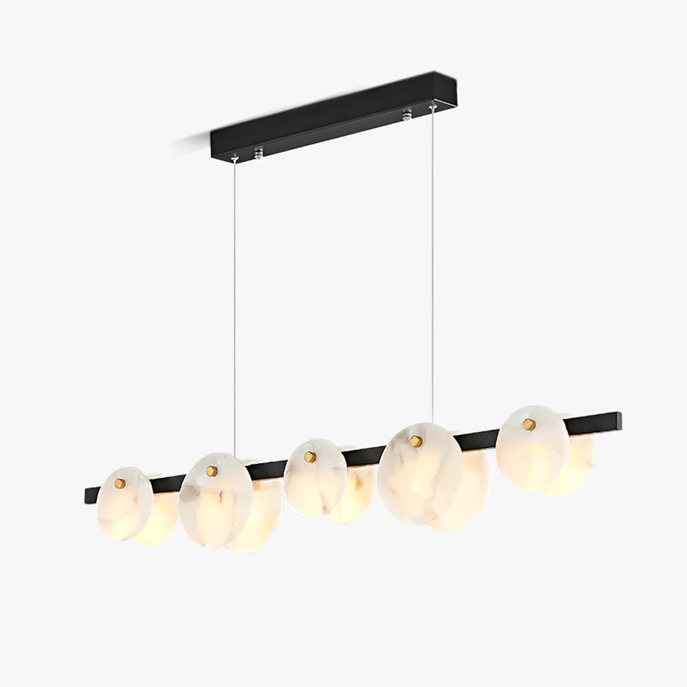 Trinidad Modern Brass Alabaster Linear Chandelier for Dining Room Island