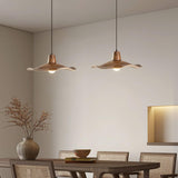 Tropez Modern Organic Sun Hat Pendant Light with Walnut Finish Resin Shade for Dining Areas