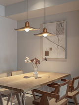 Tropez Modern Organic Sun Hat Pendant Light with Walnut Finish Resin Shade for Dining Areas