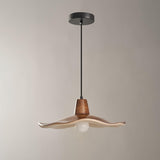Tropez Modern Organic Sun Hat Pendant Light with Walnut Finish Resin Shade for Dining Areas