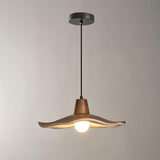 Tropez Modern Organic Sun Hat Pendant Light with Walnut Finish Resin Shade for Dining Areas