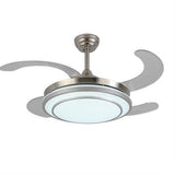 Elegant Gold Retractable Ceiling Fan Chandelier with Integrated LED Light and 4 Blades