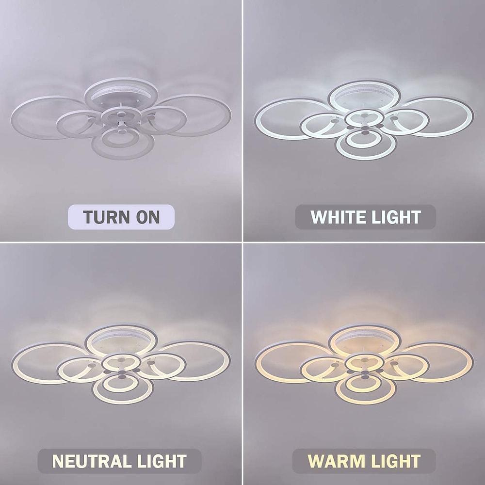 Modern Geometric Overlapping Ring LED Semi Flush Mount Ceiling Light for Living Room