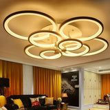 Modern Geometric Overlapping Ring LED Semi Flush Mount Ceiling Light for Living Room