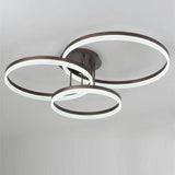 Modern Triple Ring LED Flush Mount Ceiling Light Large Metal Acrylic Dimmable Fixture 35 Inch